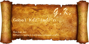 Gebel Kálmán névjegykártya